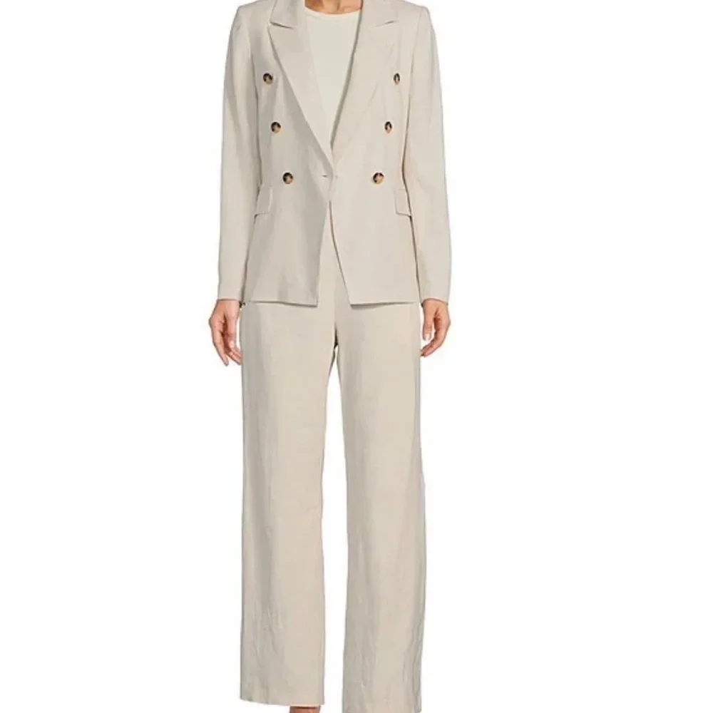 Alex Marie Linen Blend Wide Leg High Waist Tan Pant, Size 14 (XL) - Picture 2 of 9